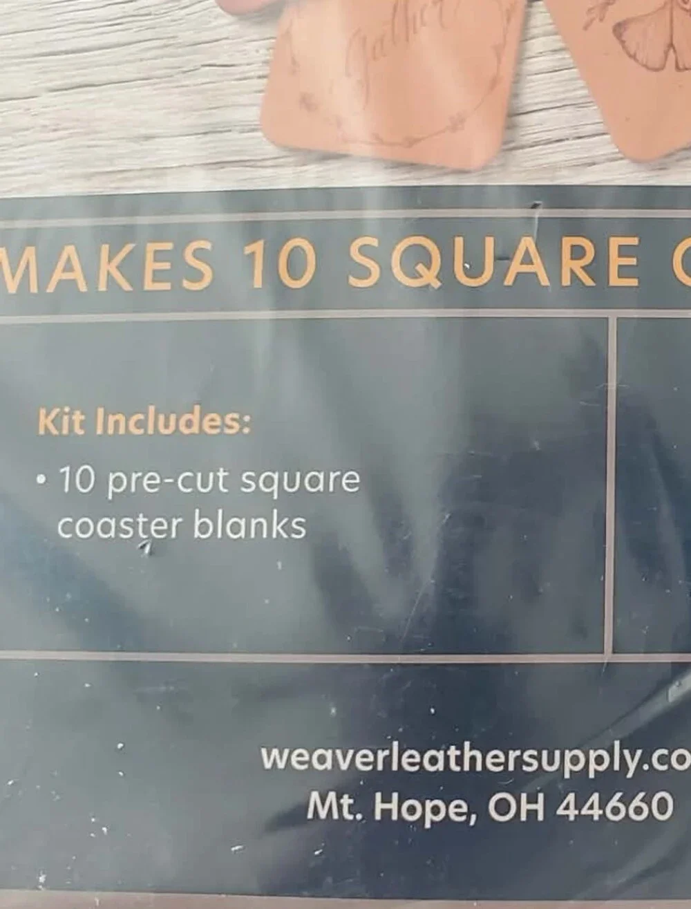 Weaver Leather* Square Leather DIY Coaster Kit. Nat. Veg Tan Leather Set Of 10